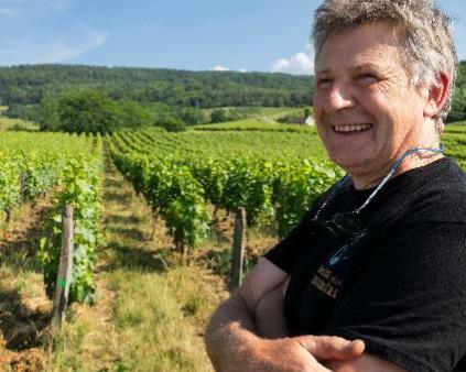 Un homme viticulteur devant son vignoble pour illustrer l'expertise d'accompagnement de Cerfrance dans les métiers de la viticulture