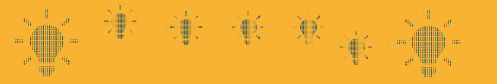 Illustration graphique avec des ampoules sur fond jaune représentant des idées