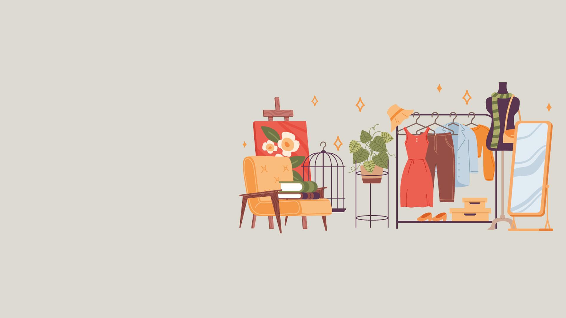 Illustration des consommateurs de demain (vêtements, plantes...)