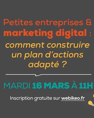 Bannière illustration d'annonce du webinar sur le marketing digital et les petites entreprises de 2021