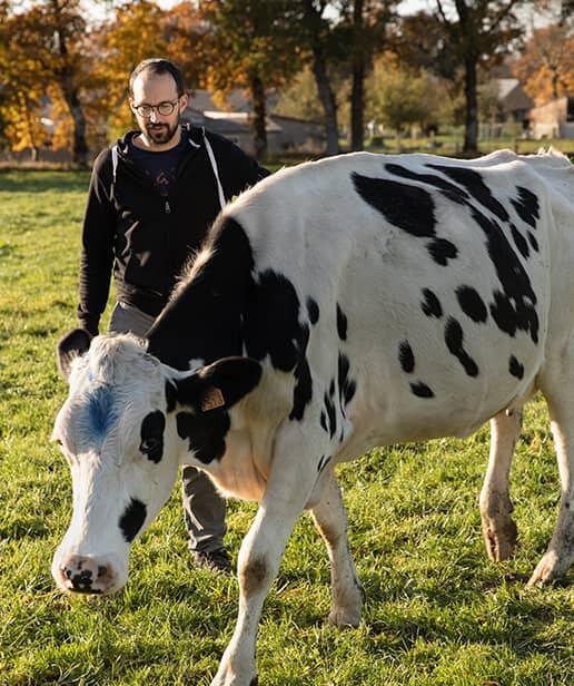 Eleveur et sa vache laitière